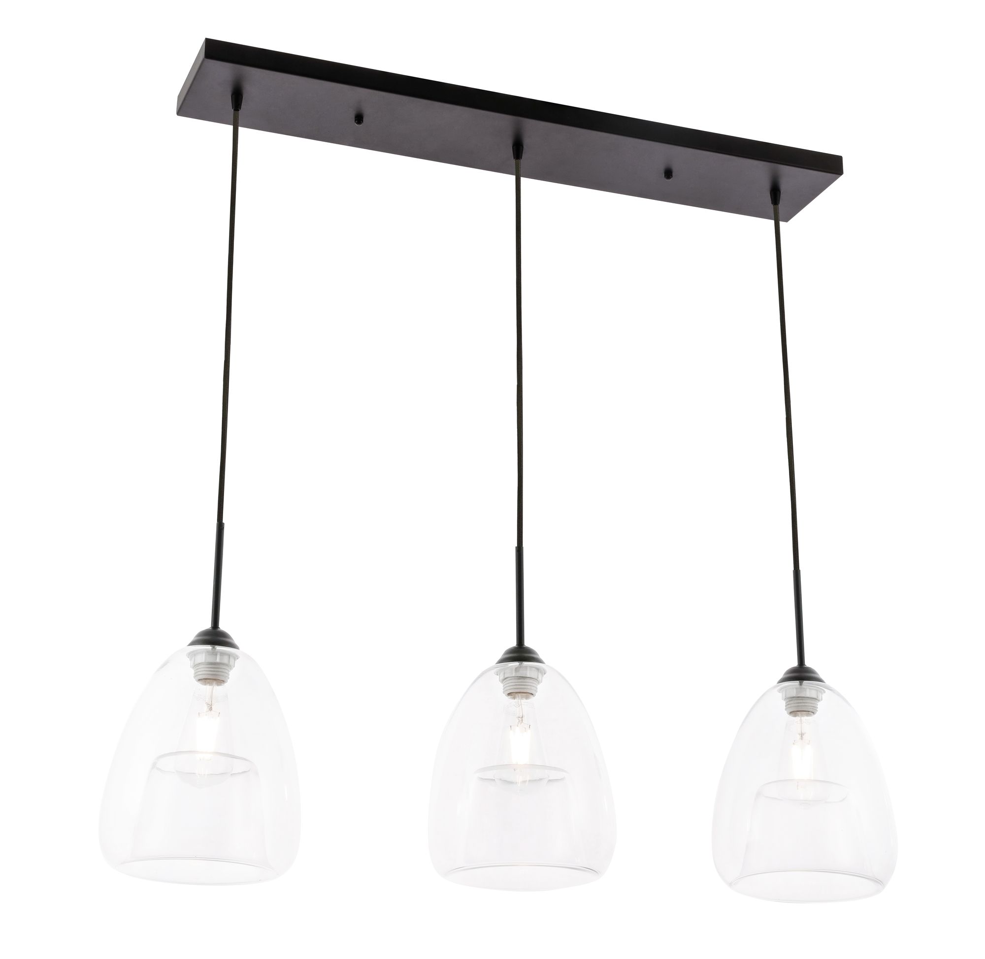 Image 5 Kason 35 3/4" Wide Black 3-Light Linear Pendant more views