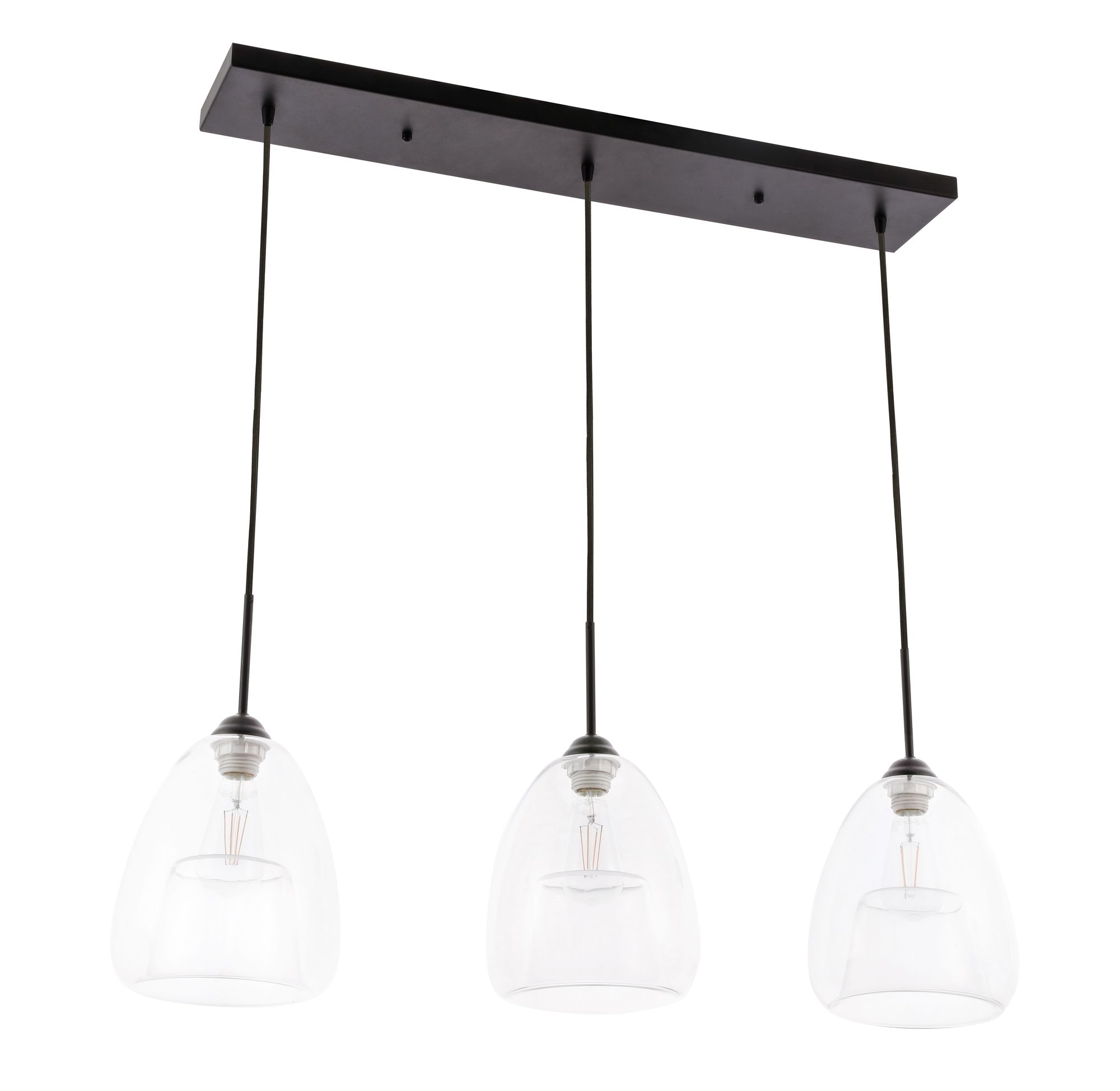 Image 6 Kason 35 3/4" Wide Black 3-Light Linear Pendant more views