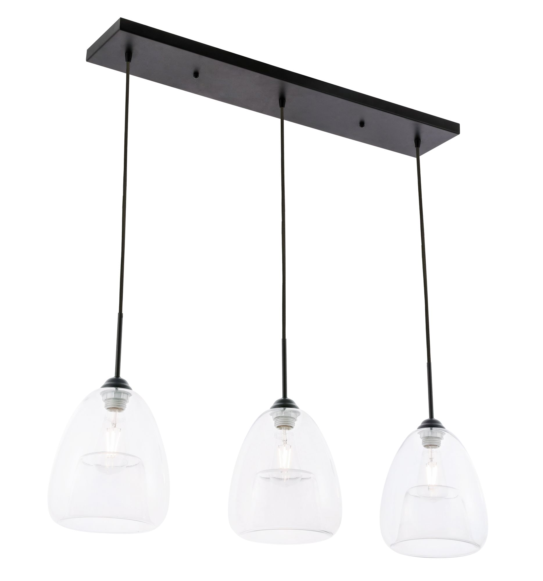 Image 7 Kason 35 3/4" Wide Black 3-Light Linear Pendant more views
