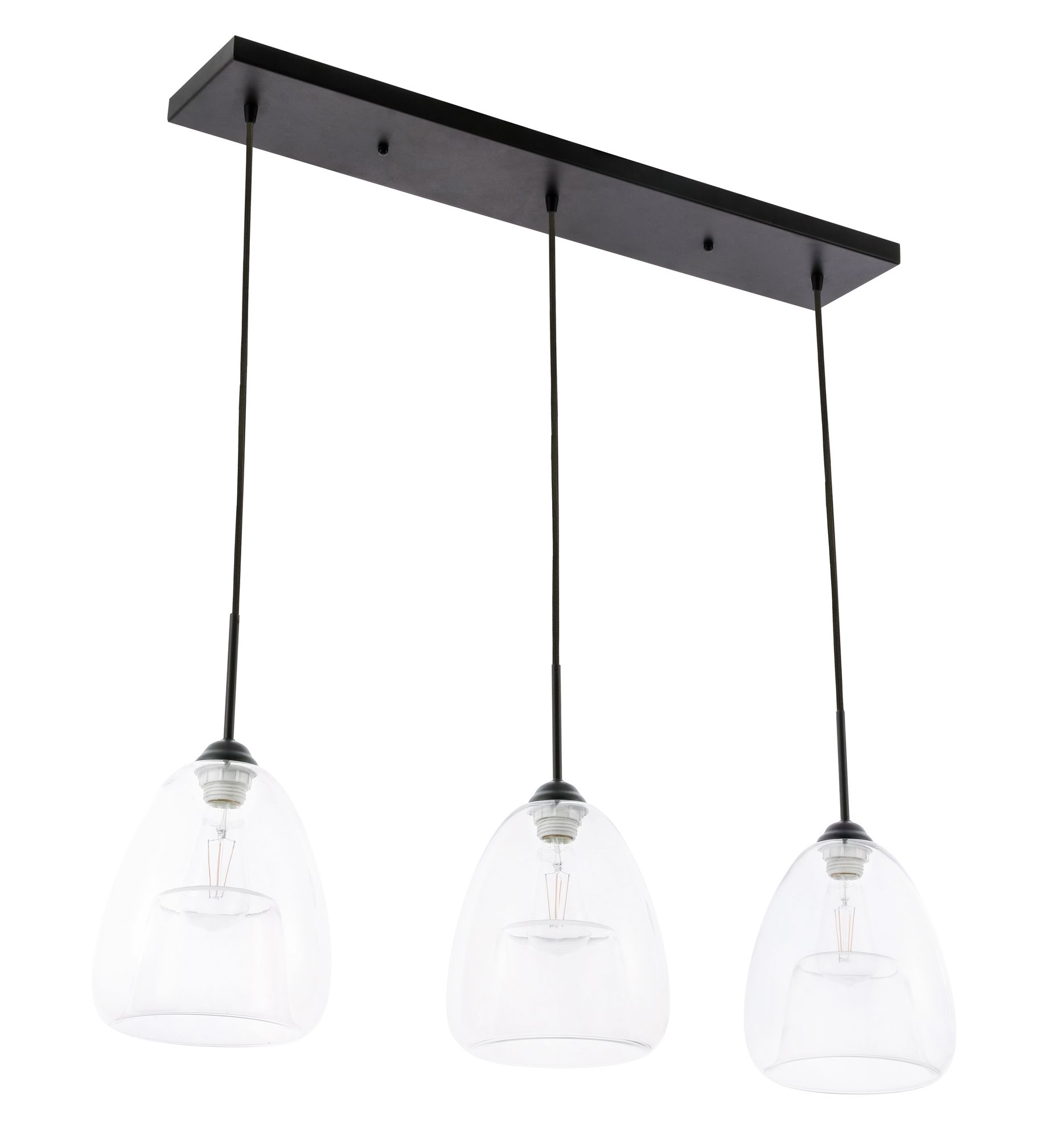 Kason 35 3/4" Wide Black 3-Light Linear Pendant