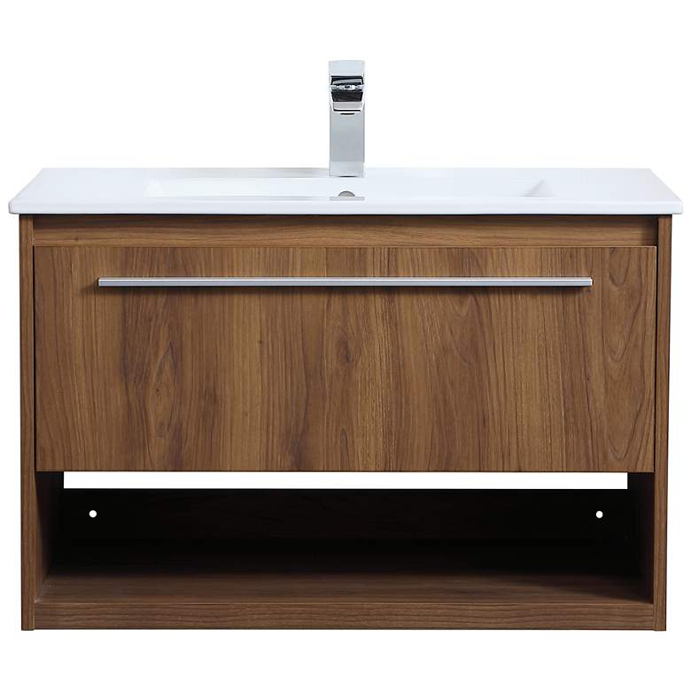 Image 2 Kasper 30" Wide Walnut Brown Single Sink Bathroom Vanity