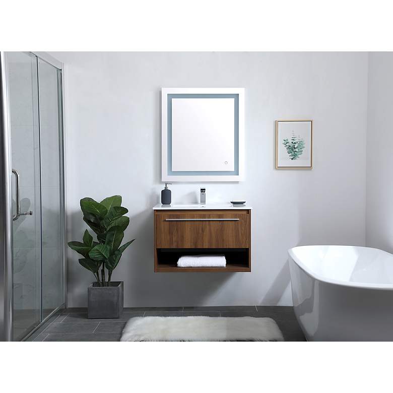 Image 7 Kasper 30" Wide Walnut Brown Single Sink Bathroom Vanity more views