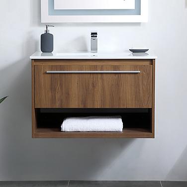 Kasper 30" Wide Walnut Brown Single Sink Bathroom Vanity