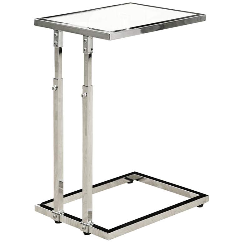 Image 1 Kass 15 3/4 inch Wide Chrome Adjustable Height Accent Table
