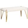Kassa 43 1/2" Wide White Wood and Brushed Gold Coffee Table