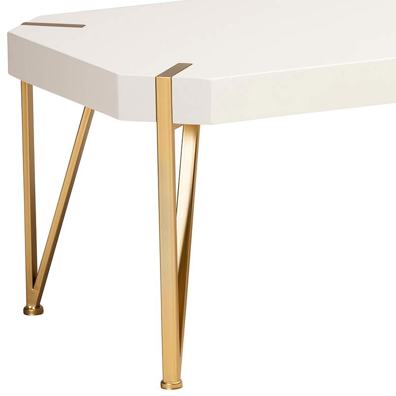 Image 3 Kassa 43 1/2" Wide White Wood and Brushed Gold Coffee Table more views