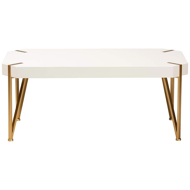 Image 5 Kassa 43 1/2" Wide White Wood and Brushed Gold Coffee Table more views