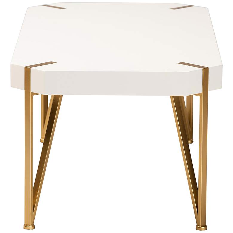 Image 6 Kassa 43 1/2" Wide White Wood and Brushed Gold Coffee Table more views