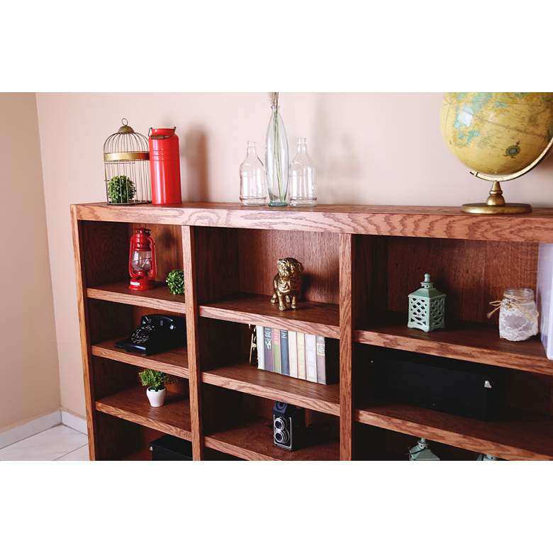 Image 5 Kassa 72" Wide Dry Oak Wood 12-Shelf Wall Storage Bookcase more views