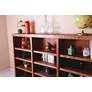 Kassa 72" Wide Dry Oak Wood 12-Shelf Wall Storage Bookcase