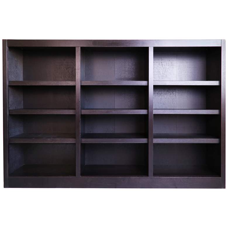 Image 2 Kassa 72 inch Wide Espresso Wood 12-Shelf Wall Storage Bookcase