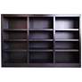 Kassa 72" Wide Espresso Wood 12-Shelf Wall Storage Bookcase