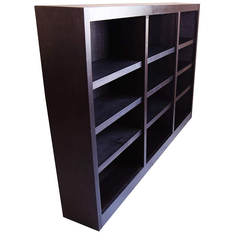 Image 5 Kassa 72 inch Wide Espresso Wood 12-Shelf Wall Storage Bookcase more views