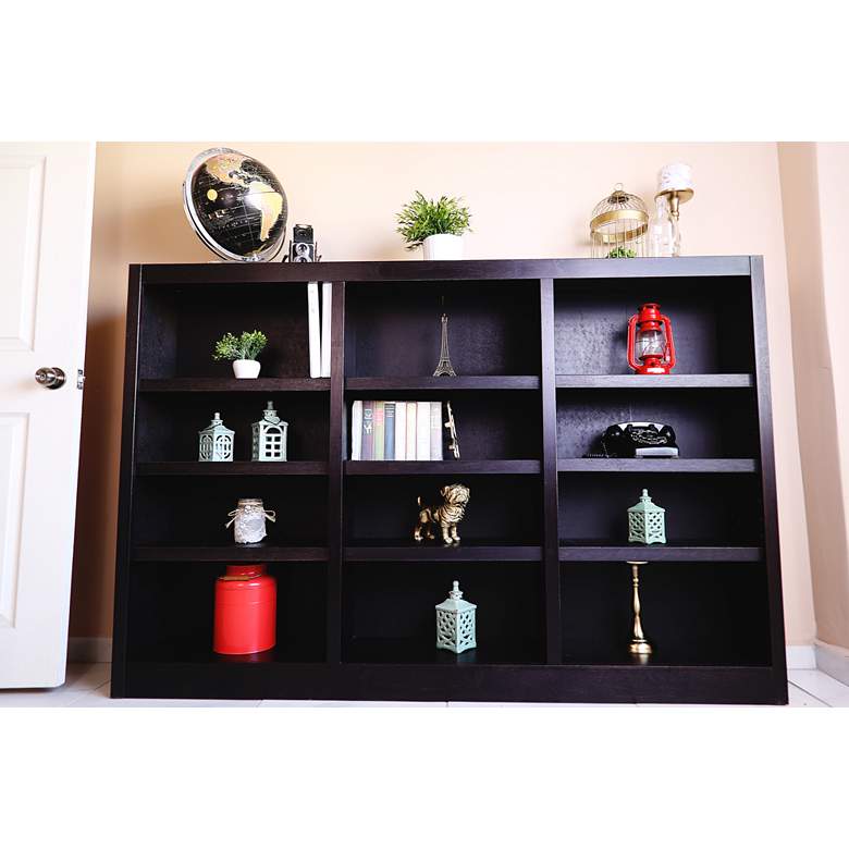Image 6 Kassa 72" Wide Espresso Wood 12-Shelf Wall Storage Bookcase more views