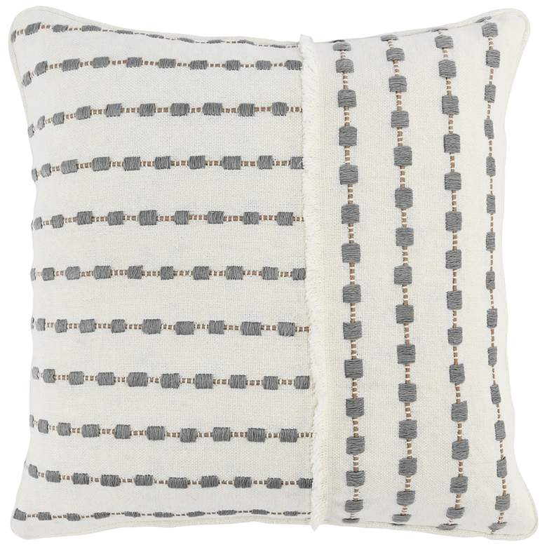 Image 1 Kassie Embroidered Striped 20 inch Square Decorative Pillow