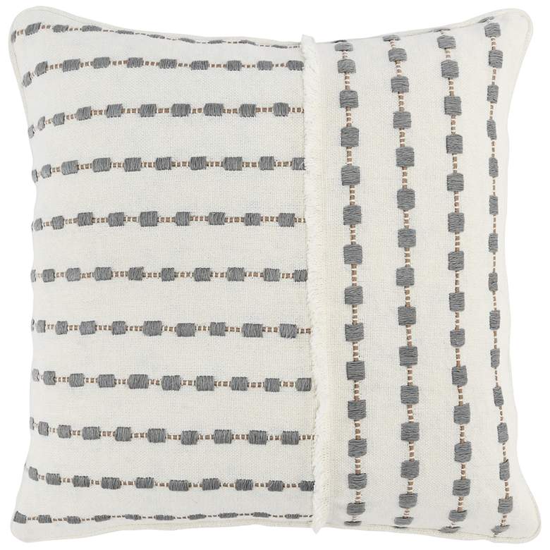 Image 1 Kassie Embroidered Striped 20" Square Decorative Pillow