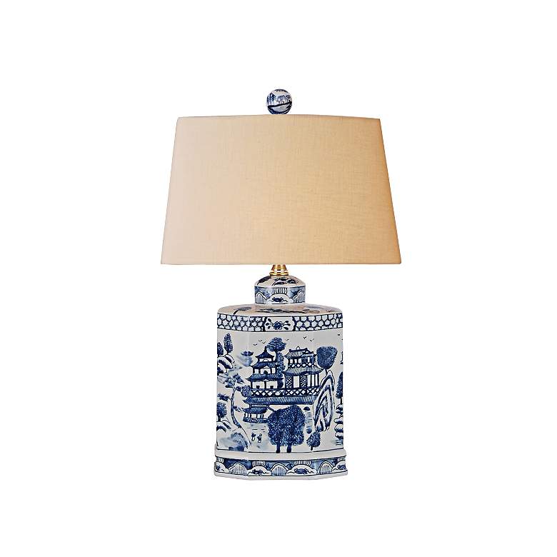 Image 1 Katanara 19 inchH Blue and White Porcelain Accent Table Lamp
