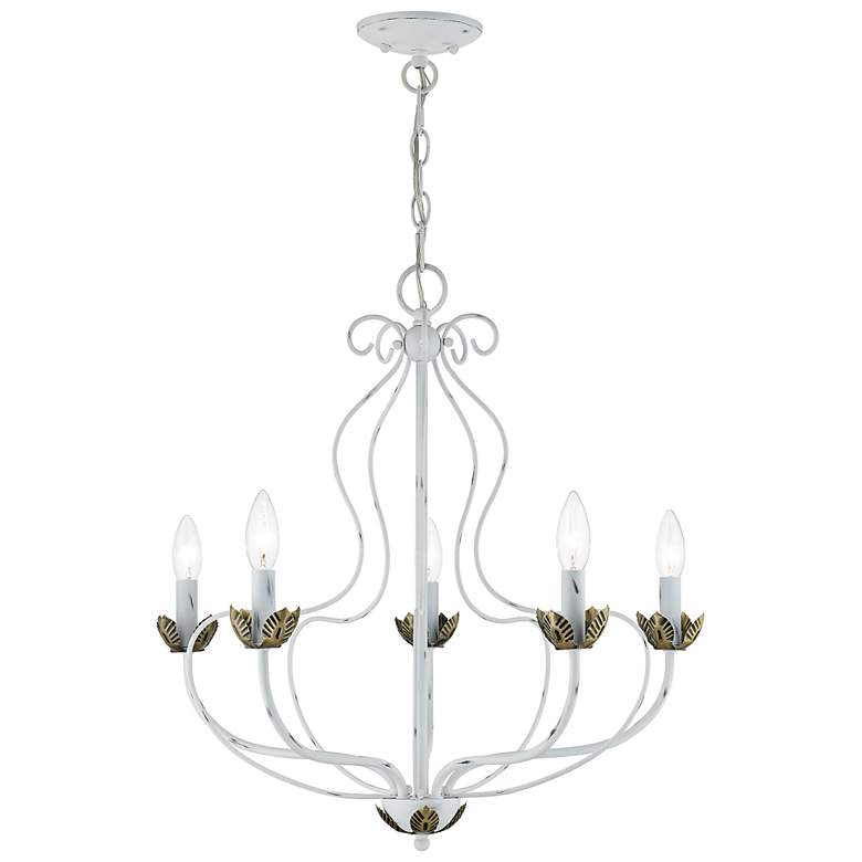 Image 2 Katarina 23" Wide Antique White 5-Light Chandelier