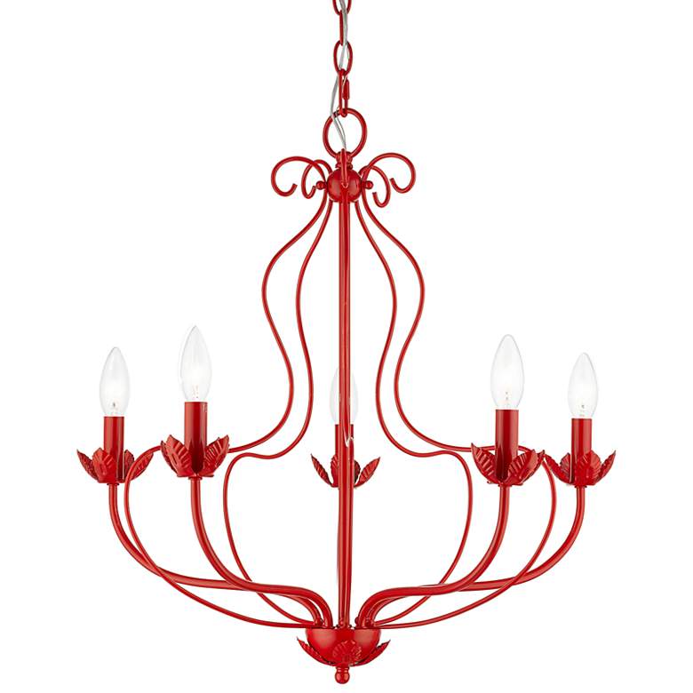Image 2 Katarina 23" Wide Shiny Red 5-Light Chandelier