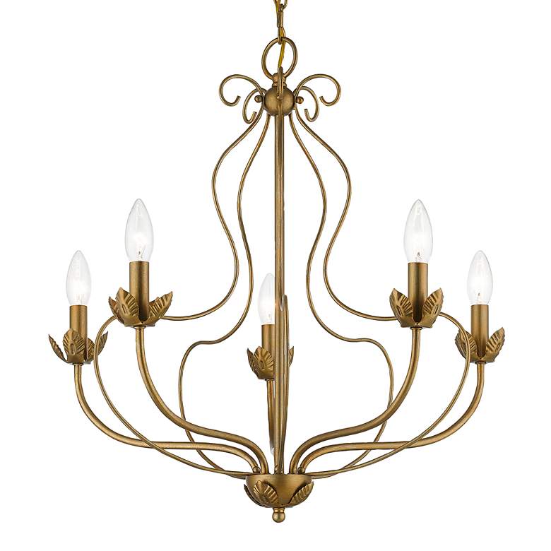 Image 6 Katarina 23"W Antique Gold Leaf 5-Light Floral Chandelier more views