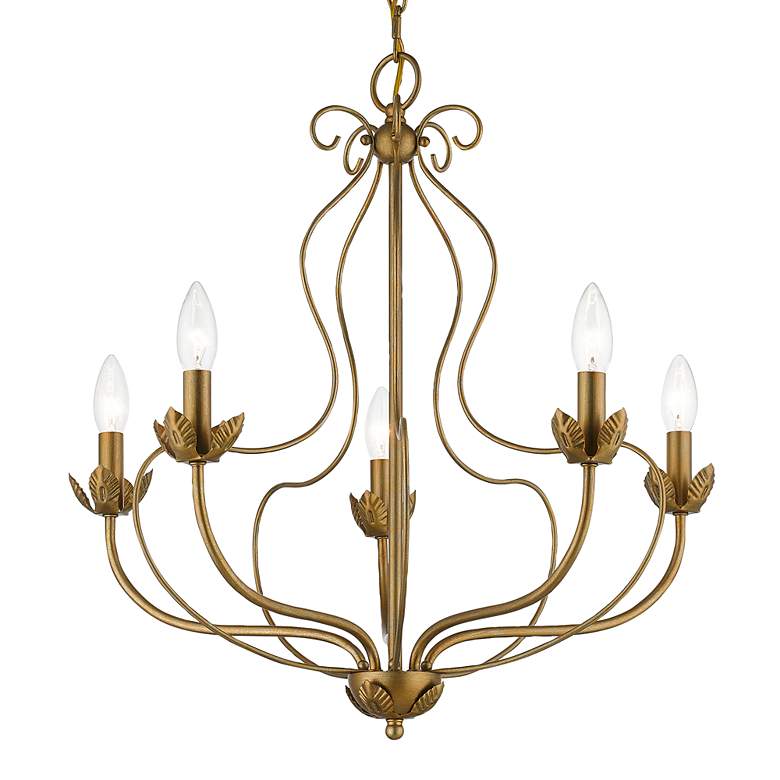 Image 6 Katarina 23 inchW Antique Gold Leaf 5-Light Floral Chandelier more views