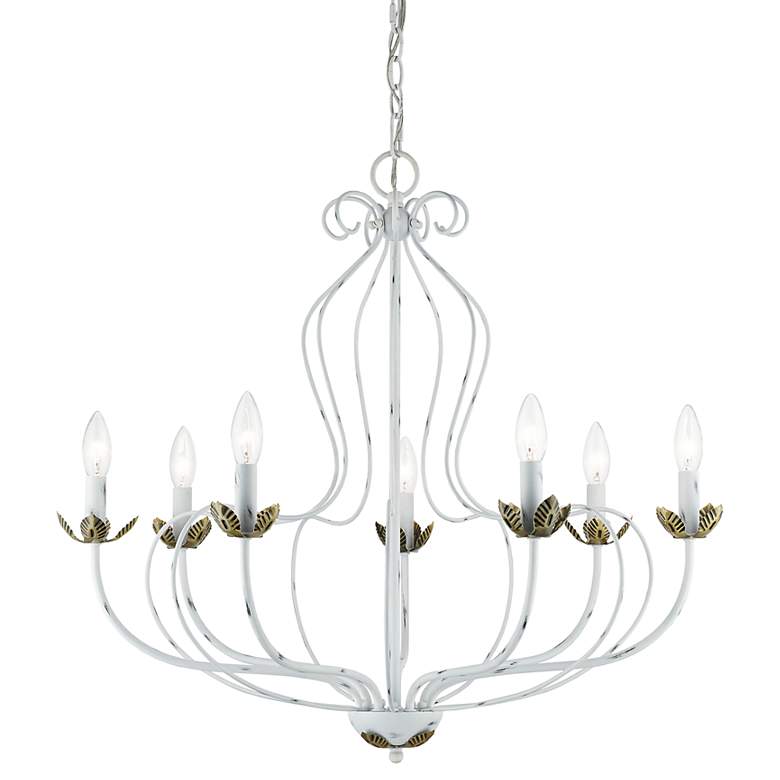 Image 3 Katarina 28" Wide Antique White 7-Light Chandelier