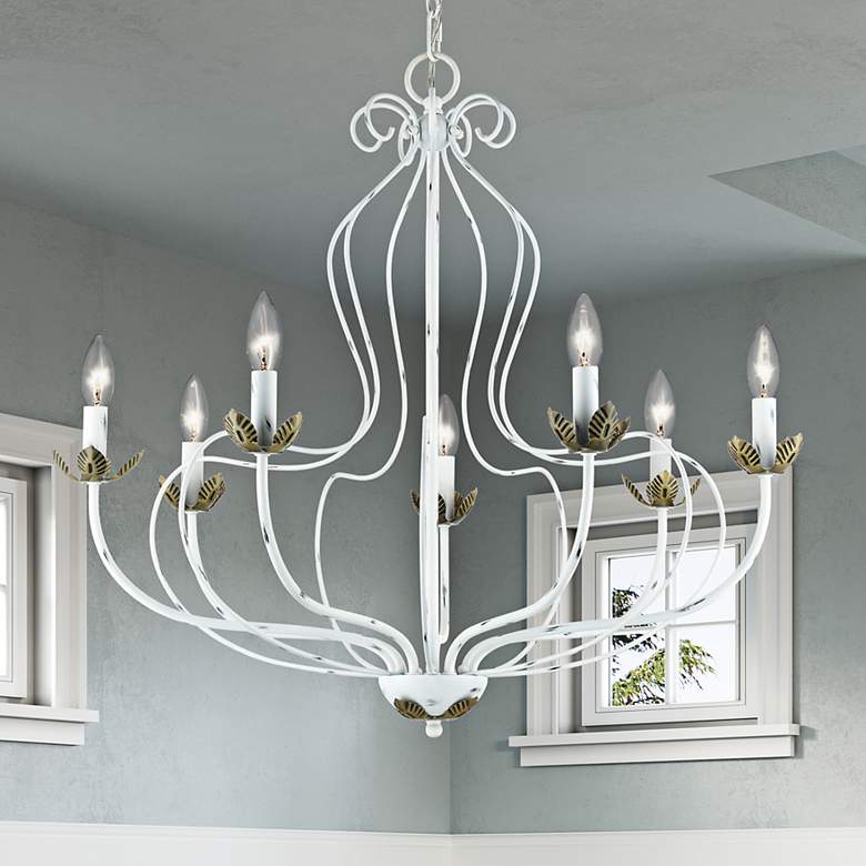 Image 2 Katarina 28" Wide Antique White 7-Light Chandelier