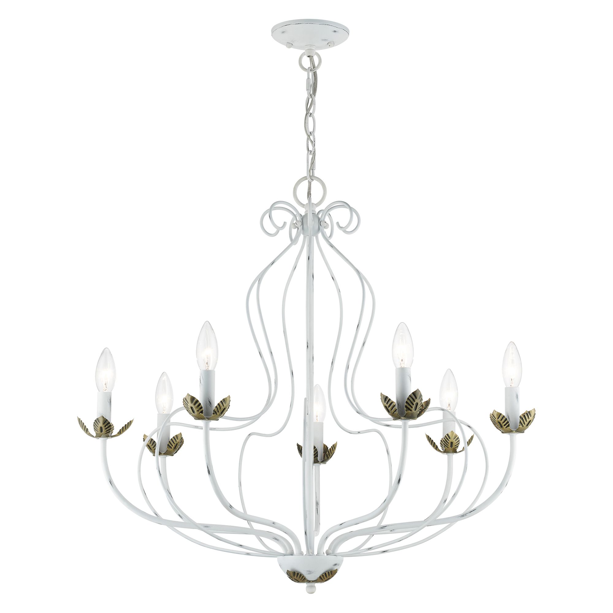 Katarina 28" Wide Antique White 7-Light Chandelier in scene