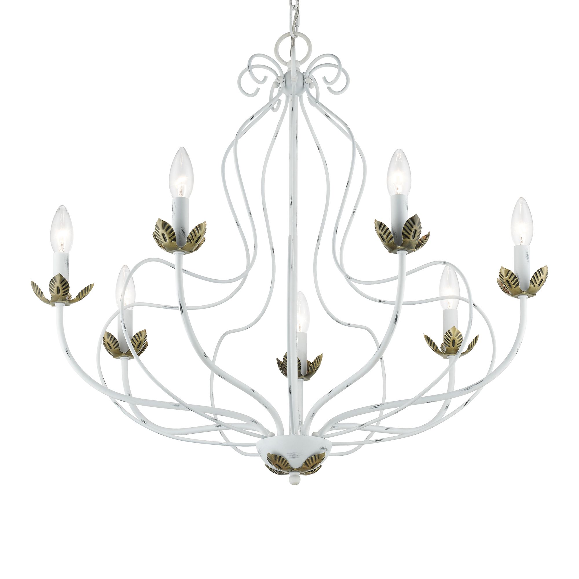 Katarina 28" Wide Antique White 7-Light Chandelier in scene