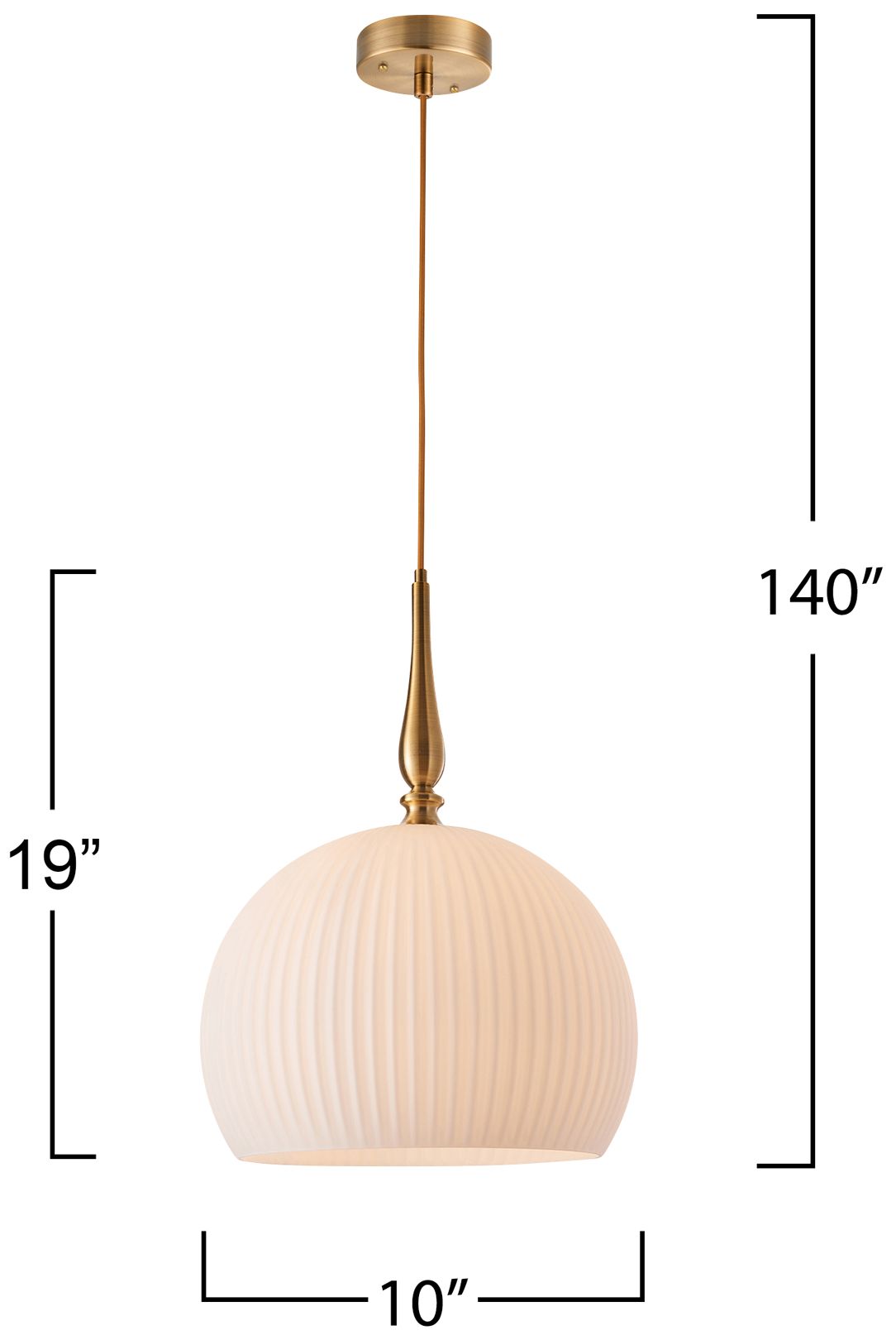 Image 7 Kate 10" Wide Brushed Brass, White Pendant more views