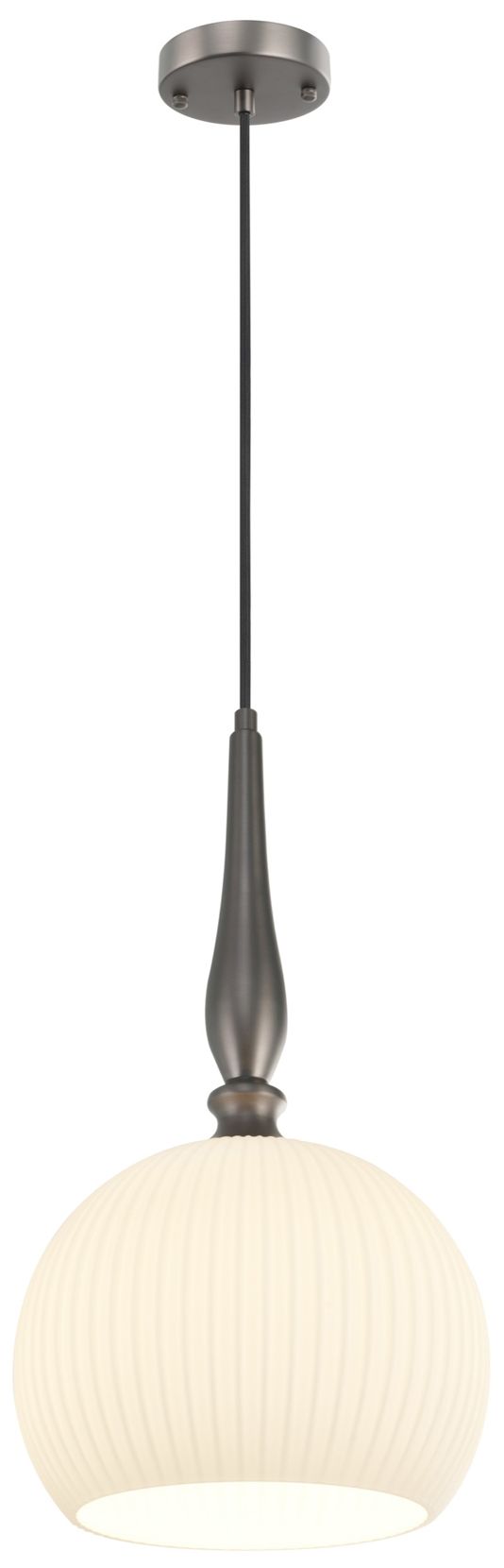Image 5 Kate 10" Wide Graphite, Acid Opal Pendant more views
