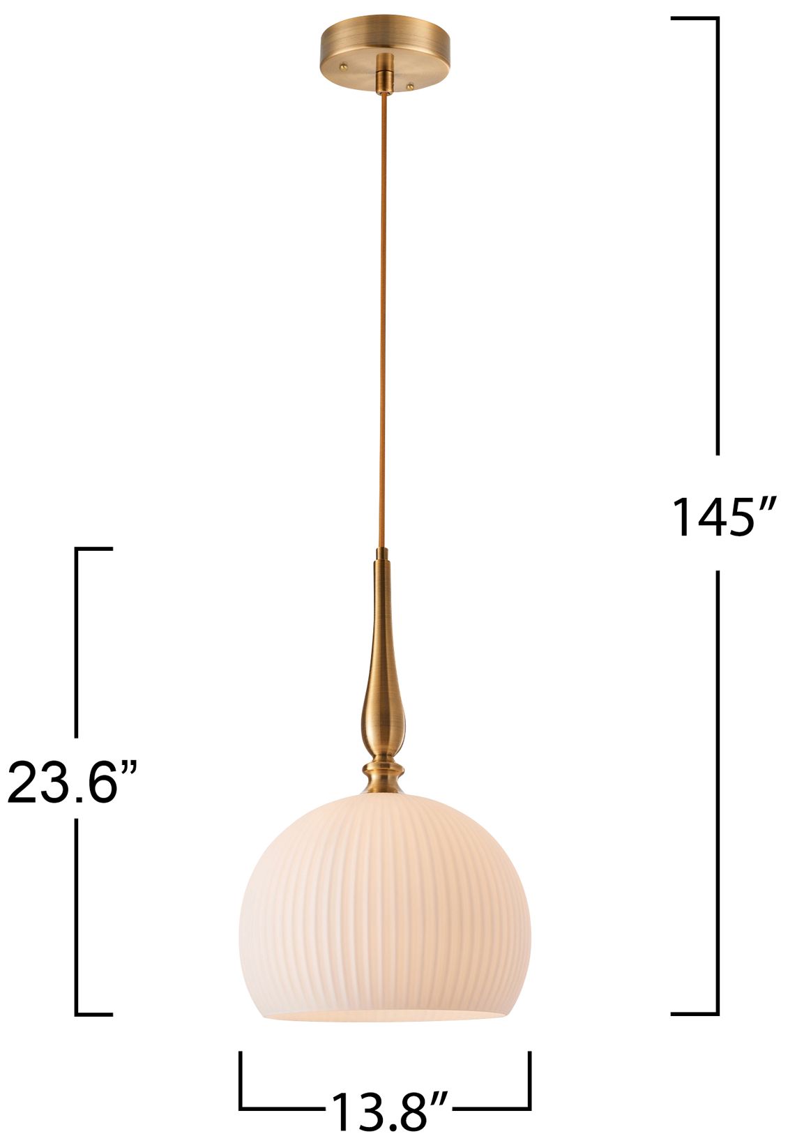 Image 7 Kate 13.5" Wide Brushed Brass, White Pendant more views