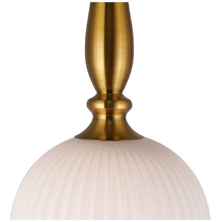Image 3 Kate 13.8" Wide Brushed Brass Pendant w/ White Ribbed Shade more views