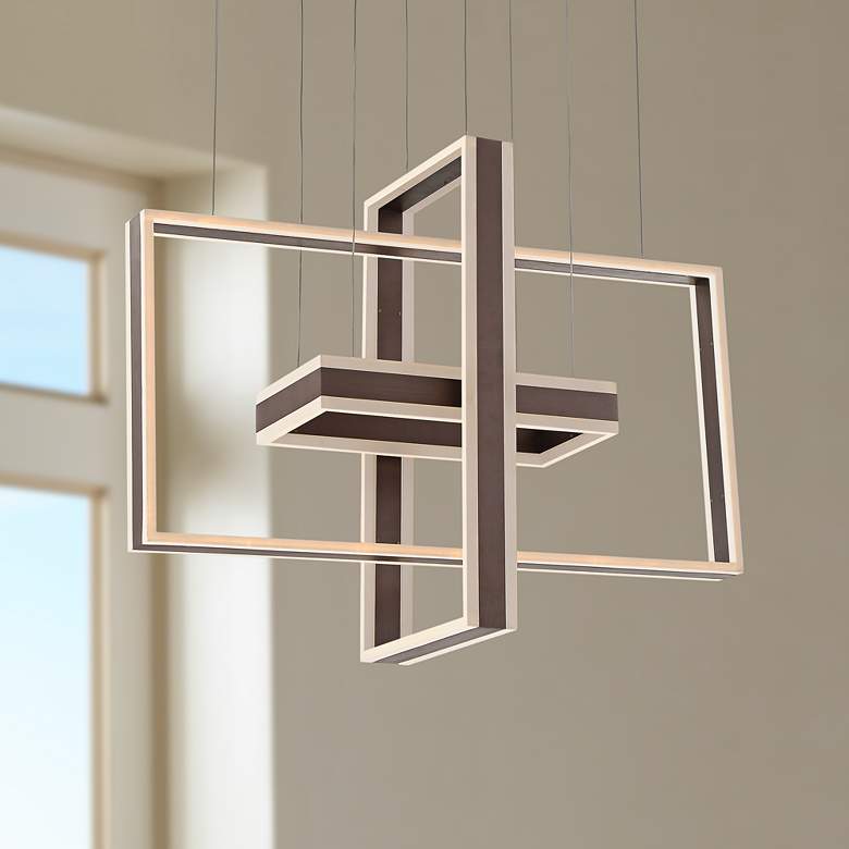 Image 1 Kate 31 1/2"W Bronze Multi Rectangular LED Pendant Light