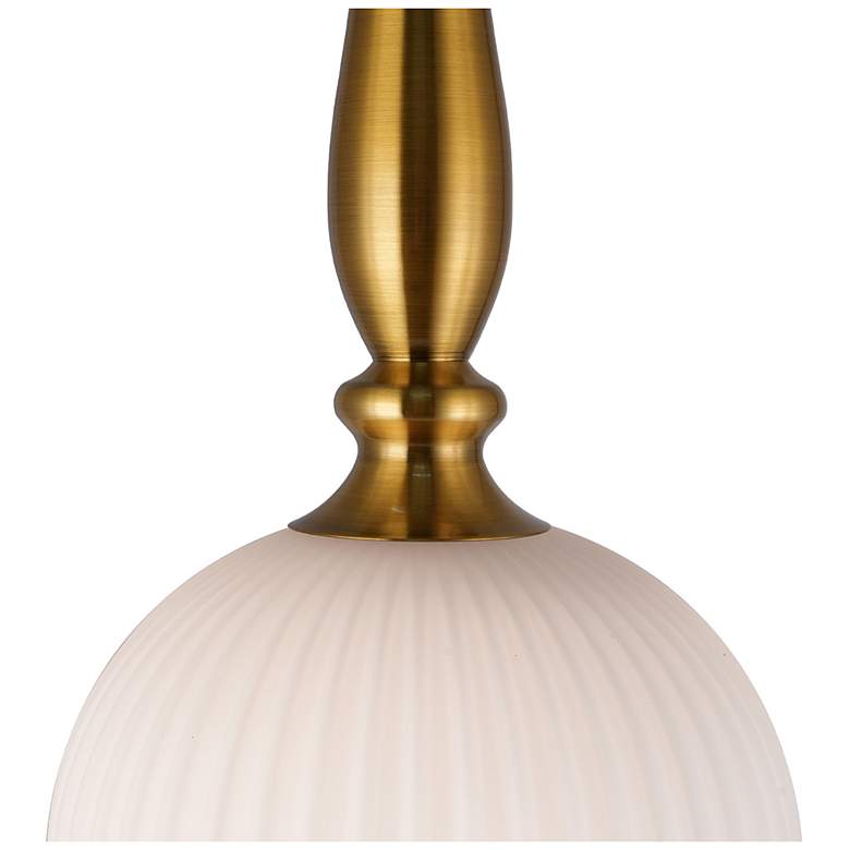 Image 3 Kate 9.8" Wide Brushed Brass Pendant w/ White Ribbed Shade more views