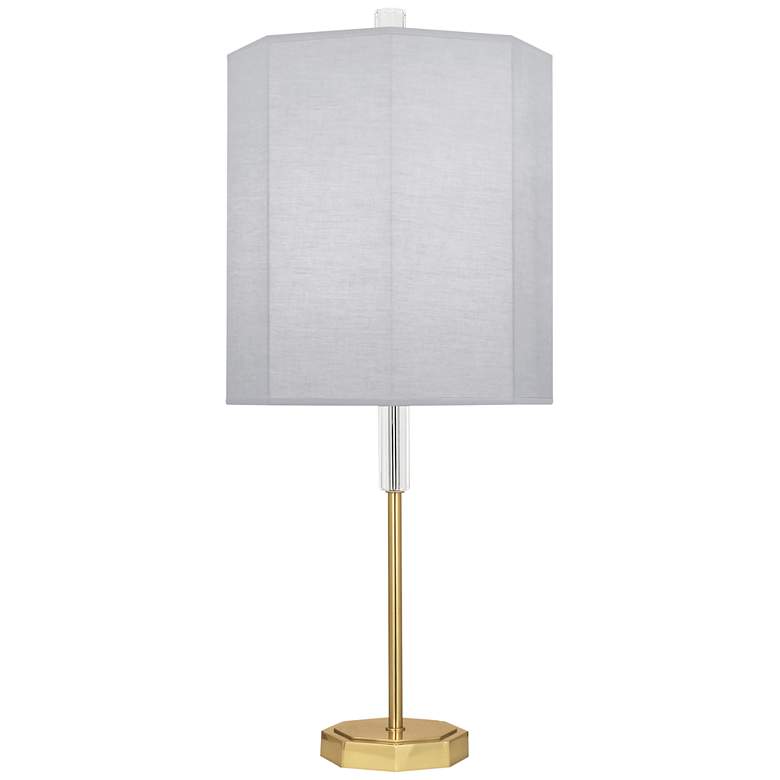 Image 2 Kate Brass Metal Buffet Table Lamp with Pearl Gray Shade