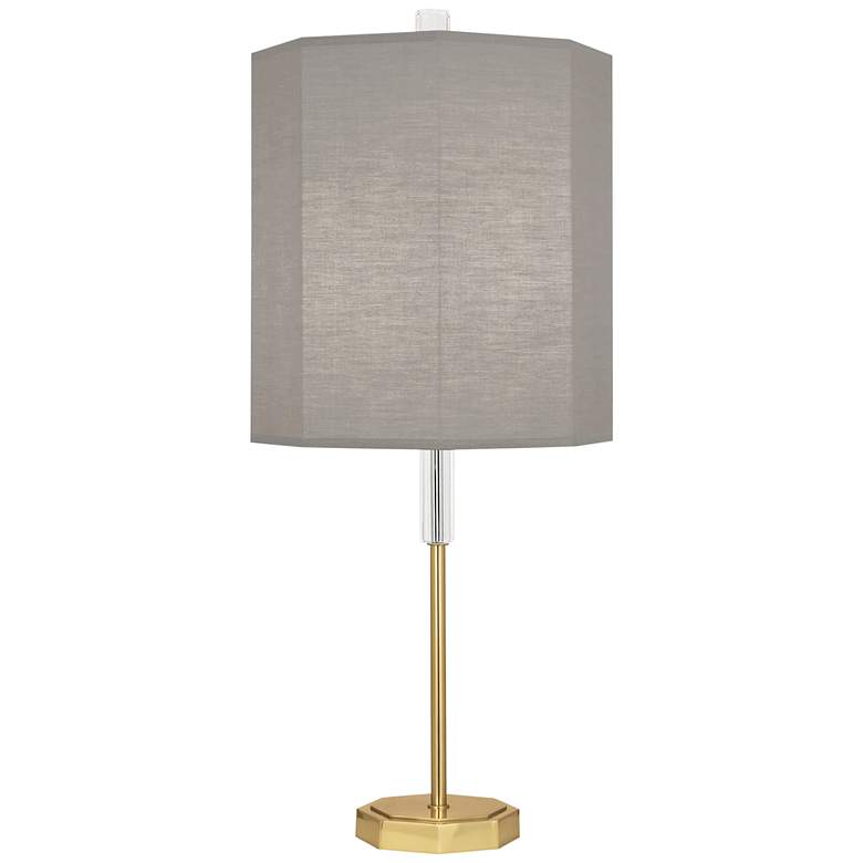 Image 1 Kate Brass Metal Buffet Table Lamp with Smoke Gray Shade