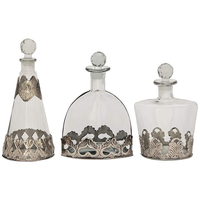 Image 1 Kate Glass 3-Piece Decorative Bottles with Stoppers Set