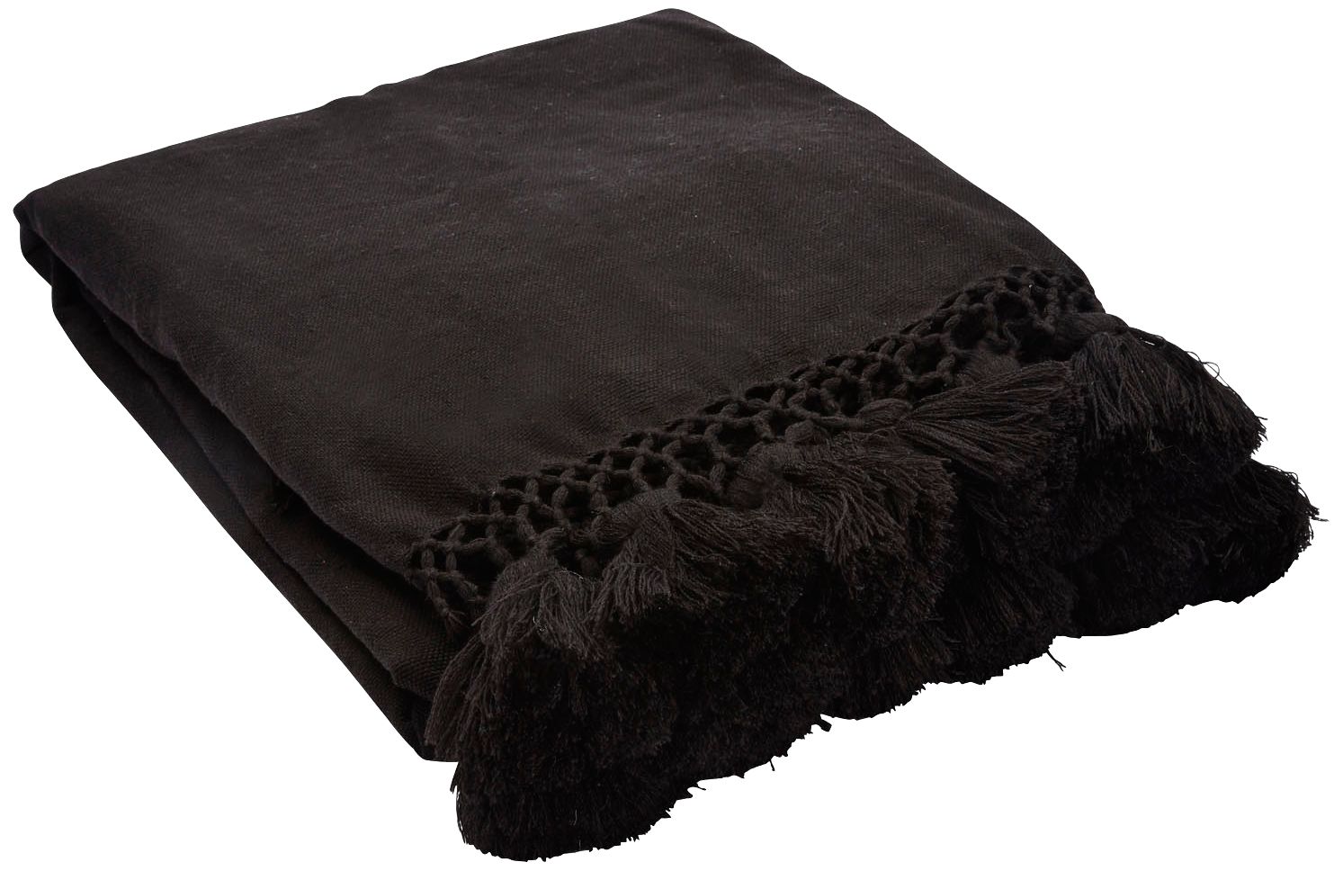 Black throw discount blanket with tassels