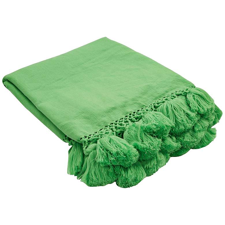 Kate Spade New York Seaport Green Tassel Throw Blanket