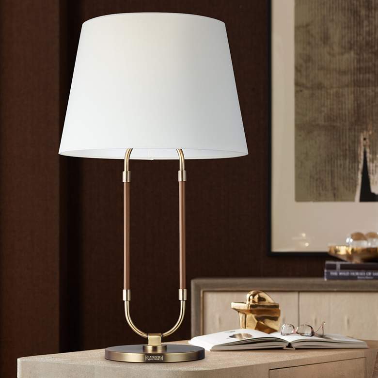 Image 1 Kate Time-Worn Brass and Saddle Leather LED Table Lamp by Ralph Lauren