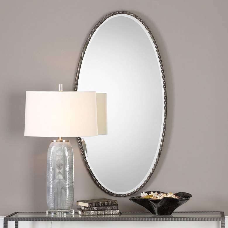 Image 1 Kateel Bronze 23 1/2 inch x 47 1/4 inch Oval Wall Mirror