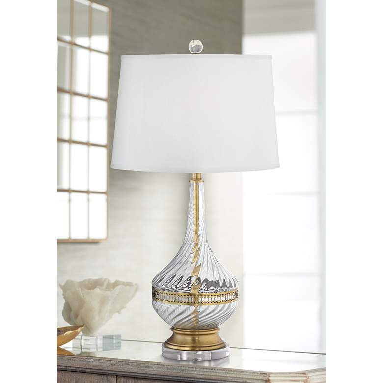 Image 1 Katella Antique Brass and Clear Glass Table Lamp