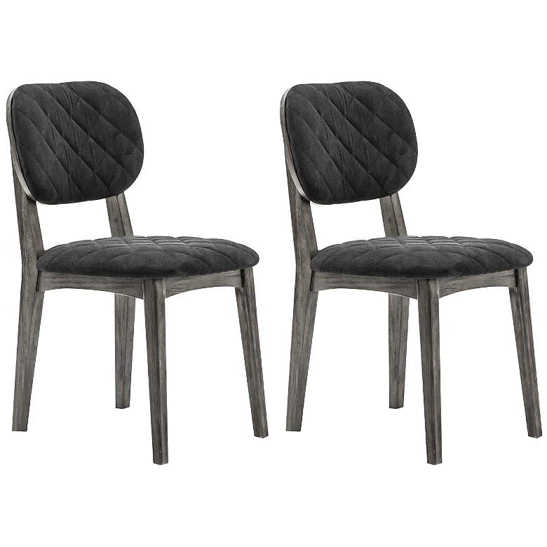 Image 1 Katelyn Set of 2 Dining Chairs in Midnight Upholstery, and Wooden Legs