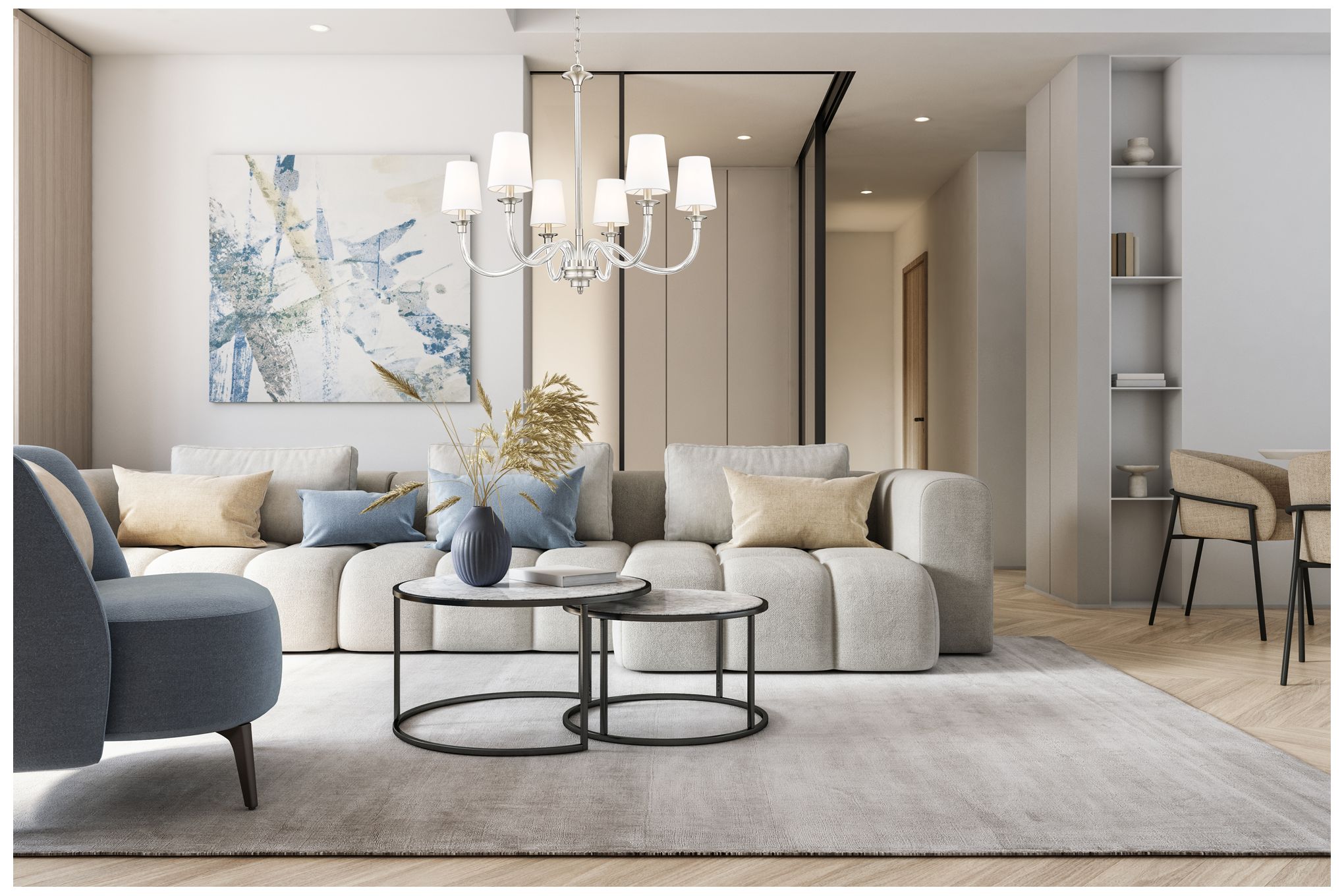 Katerina by Z-Lite Brushed Nickel 32 inch 6 Light Chandelier