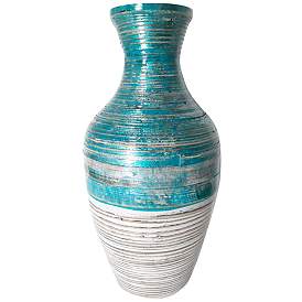 Image1 of Katherine 15.75" High Turquoise Bamboo Vase - Natural