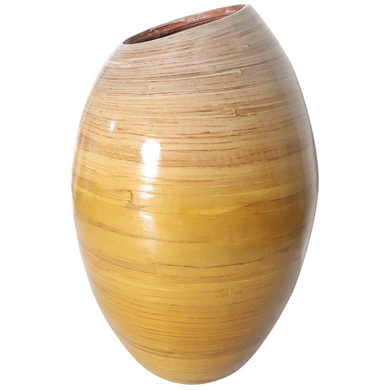 Image 1 Katherine 15.75" High Yellow And Natural Bamboo Vase