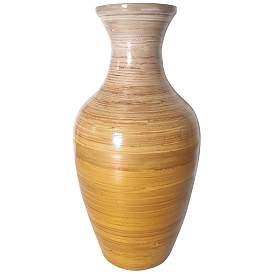 Image1 of Katherine 15.75" High Yellow And Natural Bamboo Vase