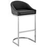 Katherine 26 in. Barstool in Black Faux Leather, Stainless Steel