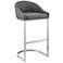 Katherine 30 in. Barstool in Gray Faux Leather, Stainless Steel